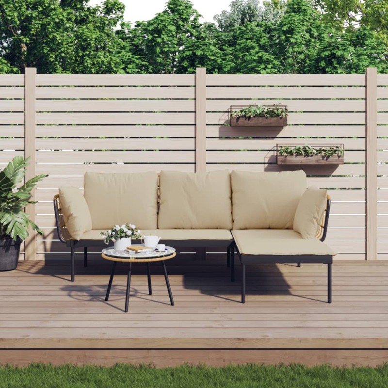 vidaXL 3-tlg. Garten-Lounge-Set mit Kissen Beige Poly Rattan vidaXL 3-tlg. Garten-Lounge-Set mit Kissen Beige Poly Rattan