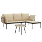 vidaXL 3-tlg. Garten-Lounge-Set mit Kissen Beige Poly Rattan vidaXL 3-tlg. Garten-Lounge-Set mit Kissen Beige Poly Rattan