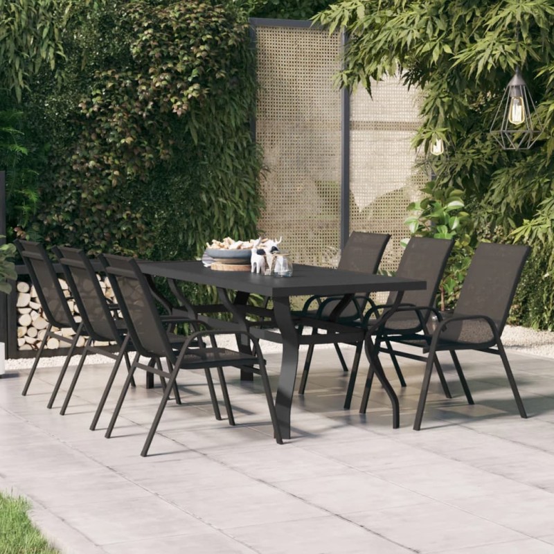 vidaXL Gartentisch Schwarz 180x80x70 cm Stahl und Glas vidaXL Gartentisch Schwarz 180x80x70 cm Stahl und Glas