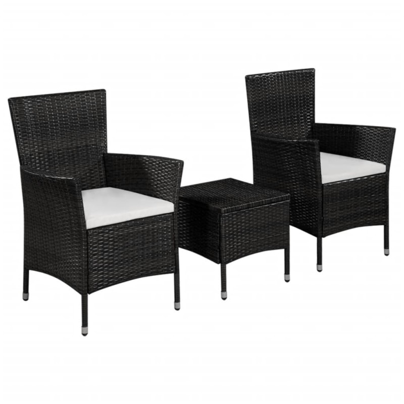 3-tlg. Bistro-Set Poly Rattan Schwarz 3-tlg. Bistro-Set Poly Rattan Schwarz