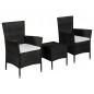 3-tlg. Bistro-Set Poly Rattan Schwarz 3-tlg. Bistro-Set Poly Rattan Schwarz
