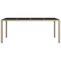 vidaXL Gartentisch mit Glasplatte Beige Poly Rattan & Hartglas vidaXL Gartentisch mit Glasplatte Beige Poly Rattan & Hartglas