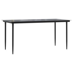 vidaXL Garten-Esstisch Schwarz 160x80x74 cm Stahl und Hartglas