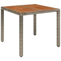 vidaXL Gartentisch mit Holzplatte Grau 90x90x75 cm Poly Rattan