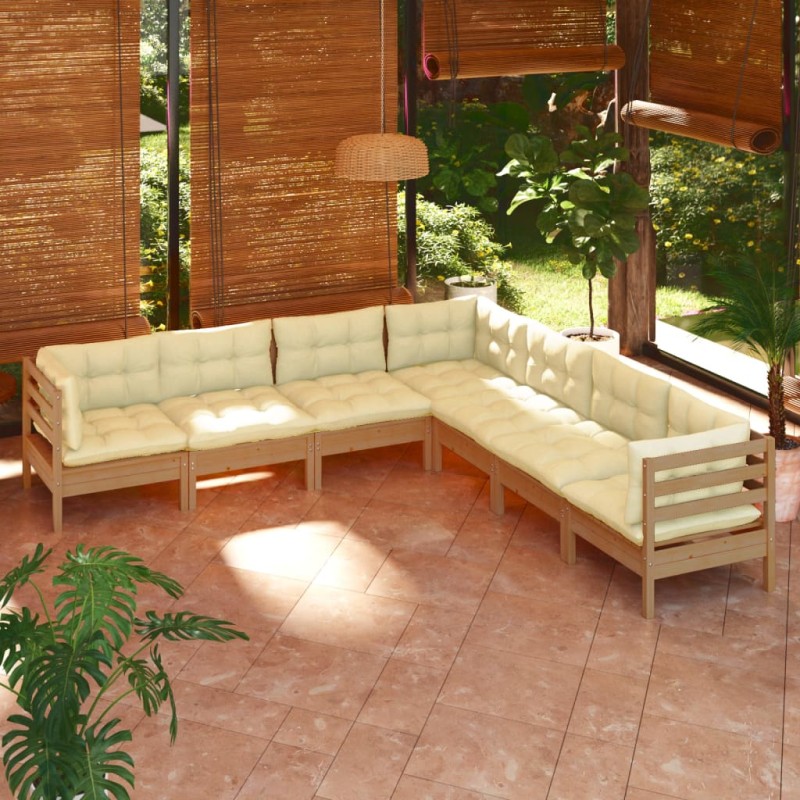 vidaXL 7-tlg. Garten-Lounge-Set mit Kissen Honigbraun Kiefernholz vidaXL 7-tlg. Garten-Lounge-Set mit Kissen Honigbraun Kiefernholz