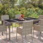 vidaXL Gartentisch mit Glasplatte Grau 190x90x75 cm Poly Rattan vidaXL Gartentisch mit Glasplatte Grau 190x90x75 cm Poly Rattan