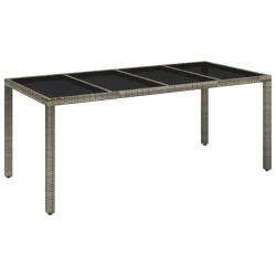 vidaXL Gartentisch mit Glasplatte Grau 190x90x75 cm Poly Rattan