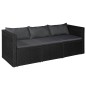 3-tlg. Garten-Lounge-Set Poly Rattan Schwarz und Grau 3-tlg. Garten-Lounge-Set Poly Rattan Schwarz und Grau