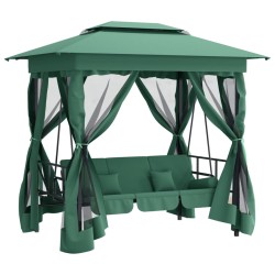 vidaXL Gartenpavillon mit Hollywoodschaukel Grün Stoff & Stahl