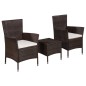 vidaXL 3-tlg. Bistro-Set Poly Rattan Braun vidaXL 3-tlg. Bistro-Set Poly Rattan Braun
