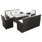 vidaXL 5-tlg. Garten-Lounge-Set mit Auflagen Poly Rattan Braun vidaXL 5-tlg. Garten-Lounge-Set mit Auflagen Poly Rattan Braun