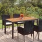 vidaXL Gartentisch mit Holzplatte Schwarz 150x90x75 cm Poly Rattan vidaXL Gartentisch mit Holzplatte Schwarz 150x90x75 cm Poly Rattan