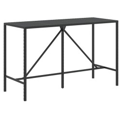 vidaXL Bartisch mit Glasplatte Schwarz 180x70x110 cm Poly Rattan