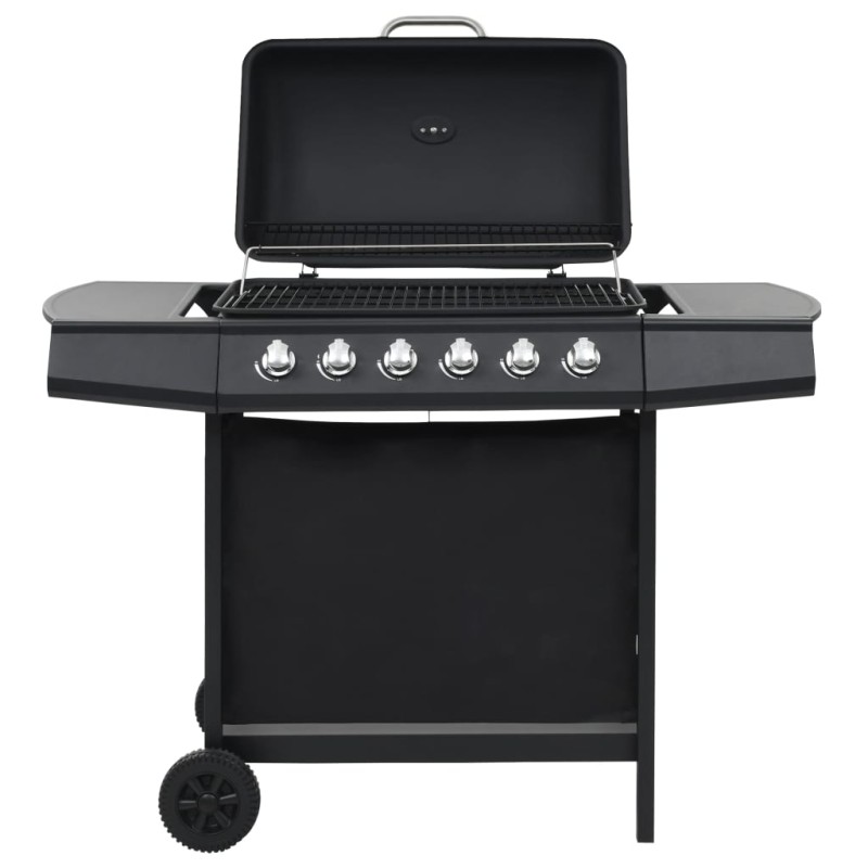 Gasgrill mit 6 Brennern Stahl Schwarz Gasgrill mit 6 Brennern Stahl Schwarz