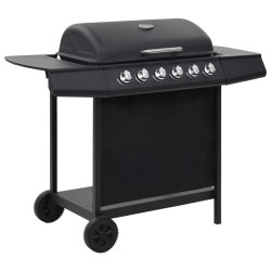 Gasgrill mit 6 Brennern Stahl Schwarz