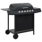 Gasgrill mit 6 Brennern Stahl Schwarz Gasgrill mit 6 Brennern Stahl Schwarz