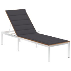 vidaXL Sonnenliege mit Auflage Akazie Massivholz und Edelstahl 