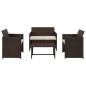 4-tlg. Garten-Lounge-Set mit Auflagen Poly Rattan Braun 4-tlg. Garten-Lounge-Set mit Auflagen Poly Rattan Braun