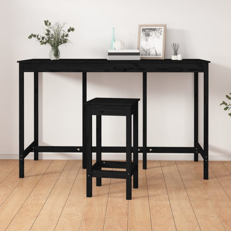 vidaXL Bartisch Schwarz 180x80x110 cm Massivholz Kiefer vidaXL Bartisch Schwarz 180x80x110 cm Massivholz Kiefer