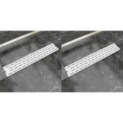 vidaXL Lineare Duschrinnen 2 Stk. Linien 630 x 140 mm Edelstahl