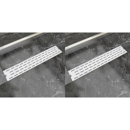 vidaXL Lineare Duschrinnen 2 Stk. Linien 630 x 140 mm Edelstahl