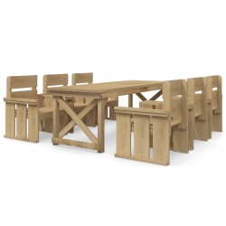 vidaXL 7-tlg. Garten-Essgruppe Massivholz Kiefer Imprägniert