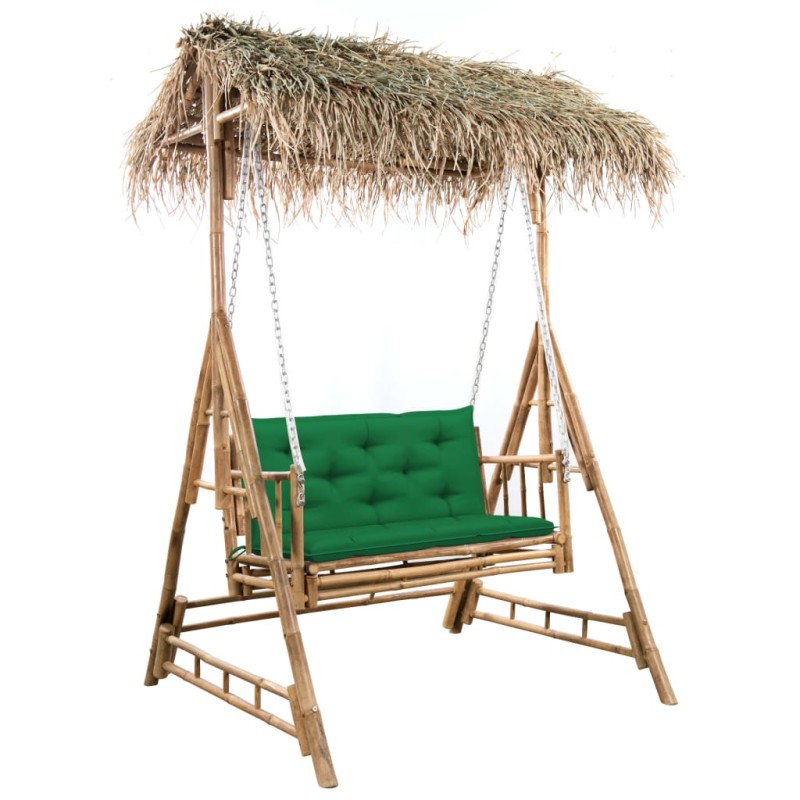 vidaXL Hollywoodschaukel mit Palmblättern und Kissen 202 cm Bambus vidaXL Hollywoodschaukel mit Palmblättern und Kissen 202 cm Bambus