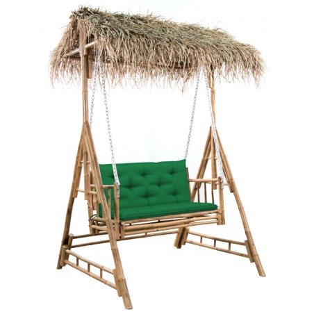 vidaXL Hollywoodschaukel mit Palmblättern und Kissen 202 cm Bambus 
