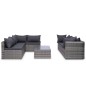 8-tlg. Garten-Lounge-Set mit Auflagen Poly Rattan Grau 8-tlg. Garten-Lounge-Set mit Auflagen Poly Rattan Grau