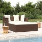 vidaXL Sonnenliege mit Kissen Braun 182x118x63 cm Poly Rattan vidaXL Sonnenliege mit Kissen Braun 182x118x63 cm Poly Rattan