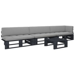 vidaXL 4-tlg. Paletten-Lounge-Set Schwarz Imprägniertes Kiefernholz