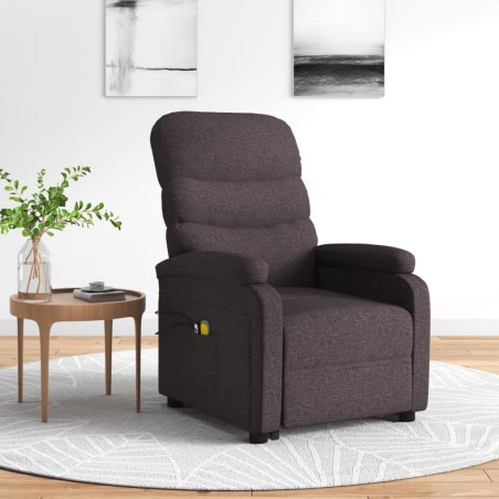 vidaXL Massagesessel mit Aufstehhilfe Dunkelbraun Stoff