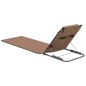 Klappbare Strandmatte 2 Stk. Stahl und Stoff Braun Klappbare Strandmatte 2 Stk. Stahl und Stoff Braun
