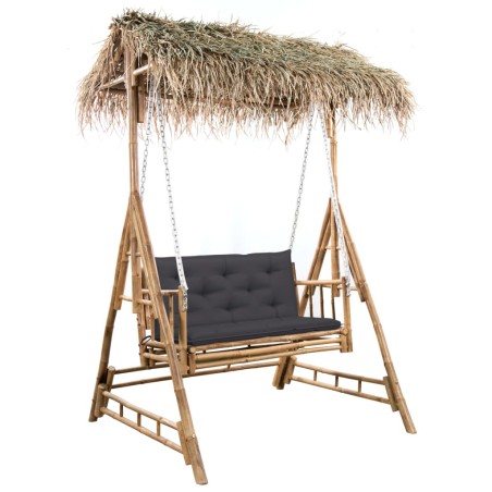 vidaXL Hollywoodschaukel mit Palmblättern und Kissen 202 cm Bambus 