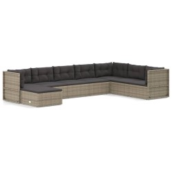 vidaXL 8-tlg. Garten-Lounge-Set mit Kissen Grau Poly Rattan