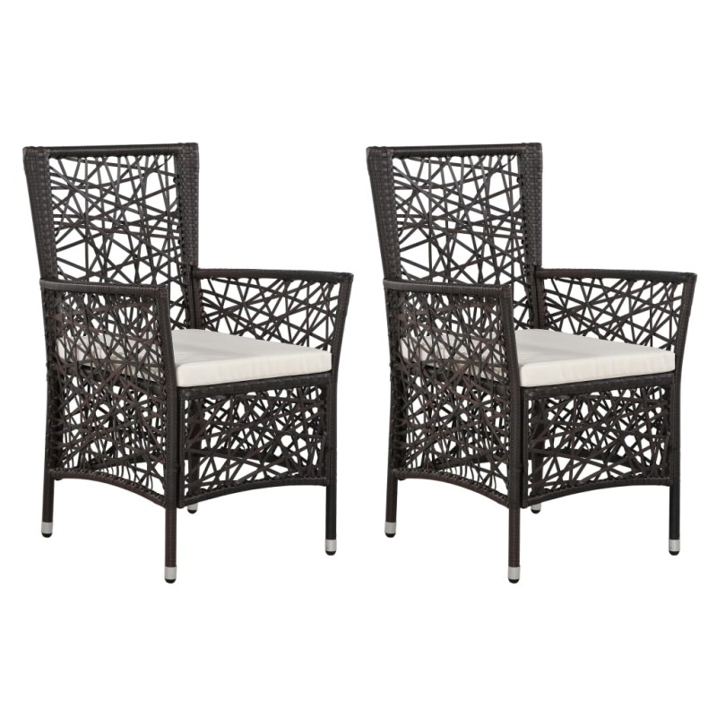 Gartenstühle 2 Stk. mit Auflagen Poly Rattan Braun Gartenstühle 2 Stk. mit Auflagen Poly Rattan Braun