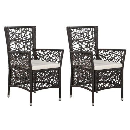 Gartenstühle 2 Stk. mit Auflagen Poly Rattan Braun