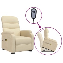 vidaXL Massagesessel mit Aufstehhilfe Creme Stoff