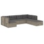 vidaXL 7-tlg. Garten-Lounge-Set mit Kissen Grau Poly Rattan vidaXL 7-tlg. Garten-Lounge-Set mit Kissen Grau Poly Rattan
