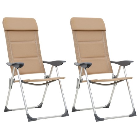 Campingstühle 2 Stk. Creme 58 x 69 x 111 cm Aluminium