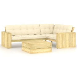 vidaXL 2-tlg. Garten-Lounge-Set mit Kissen Kiefernholz Imprägniert
