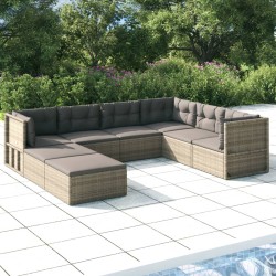 vidaXL 8-tlg. Garten-Lounge-Set mit Kissen Grau Poly Rattan