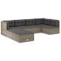 vidaXL 7-tlg. Garten-Lounge-Set mit Kissen Grau Poly Rattan vidaXL 7-tlg. Garten-Lounge-Set mit Kissen Grau Poly Rattan