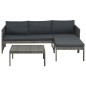 3-tlg. Garten-Lounge-Set mit Auflagen Poly Rattan Grau 3-tlg. Garten-Lounge-Set mit Auflagen Poly Rattan Grau