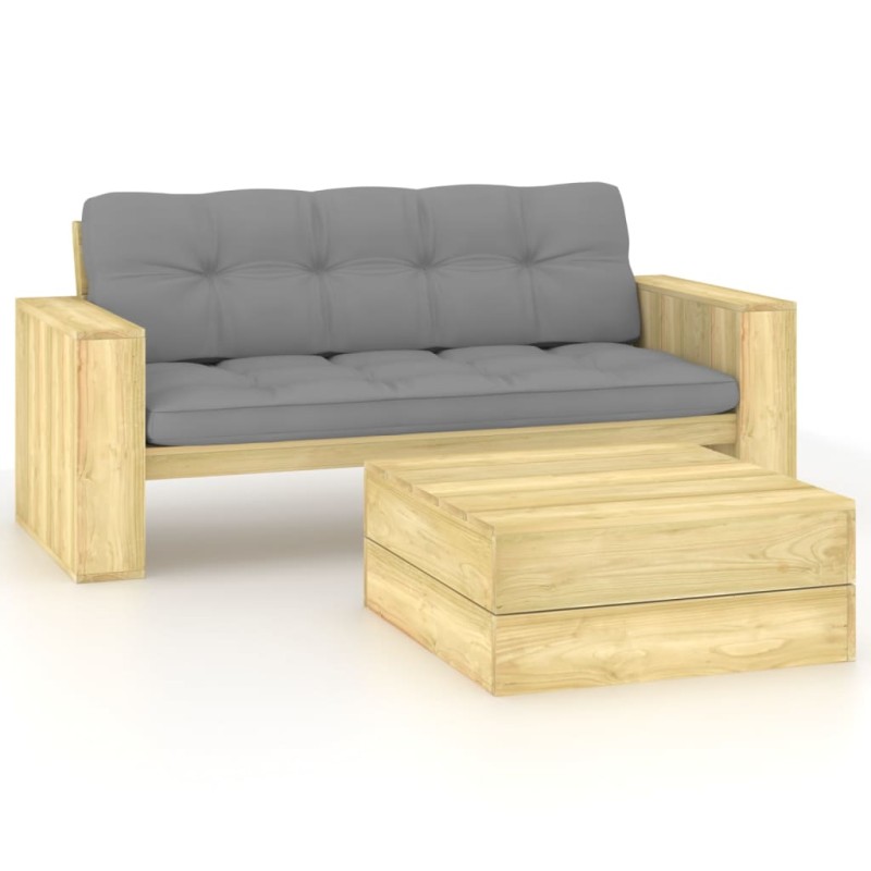 vidaXL 2-tlg. Garten-Lounge-Set mit Kissen Kiefernholz Imprägniert vidaXL 2-tlg. Garten-Lounge-Set mit Kissen Kiefernholz Imprägniert