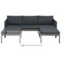 3-tlg. Garten-Lounge-Set mit Auflagen Poly Rattan Grau 3-tlg. Garten-Lounge-Set mit Auflagen Poly Rattan Grau