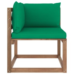 vidaXL Outdoor-Ecksofa Paletten mit Kissen in Grün