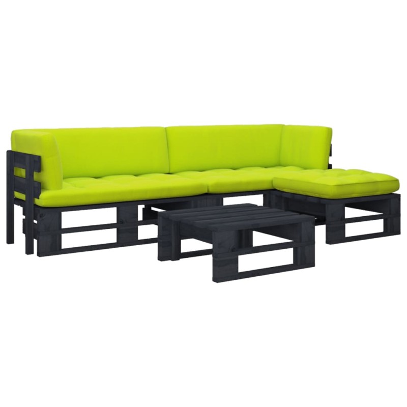 vidaXL 4-tlg. Paletten-Lounge-Set Schwarz Imprägniertes Kiefernholz vidaXL 4-tlg. Paletten-Lounge-Set Schwarz Imprägniertes Kiefernholz