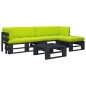 vidaXL 4-tlg. Paletten-Lounge-Set Schwarz Imprägniertes Kiefernholz vidaXL 4-tlg. Paletten-Lounge-Set Schwarz Imprägniertes Kiefernholz