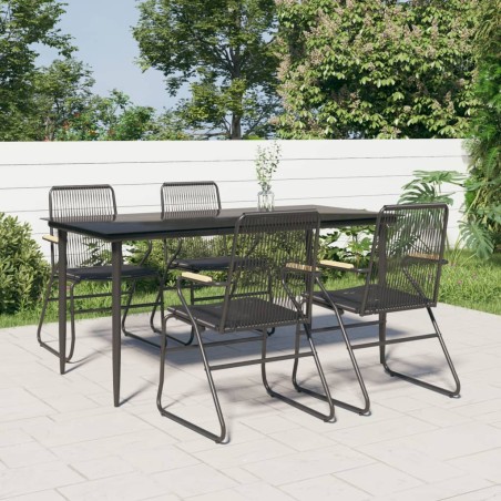 vidaXL 5-tlg. Garten-Essgruppe Schwarz PVC Rattan